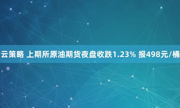 云策略 上期所原油期货夜盘收跌1.23% 报498元/桶