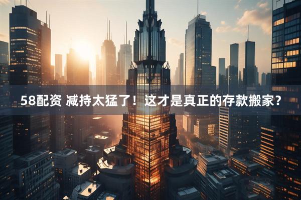 58配资 减持太猛了!这才是真正的存款搬家?